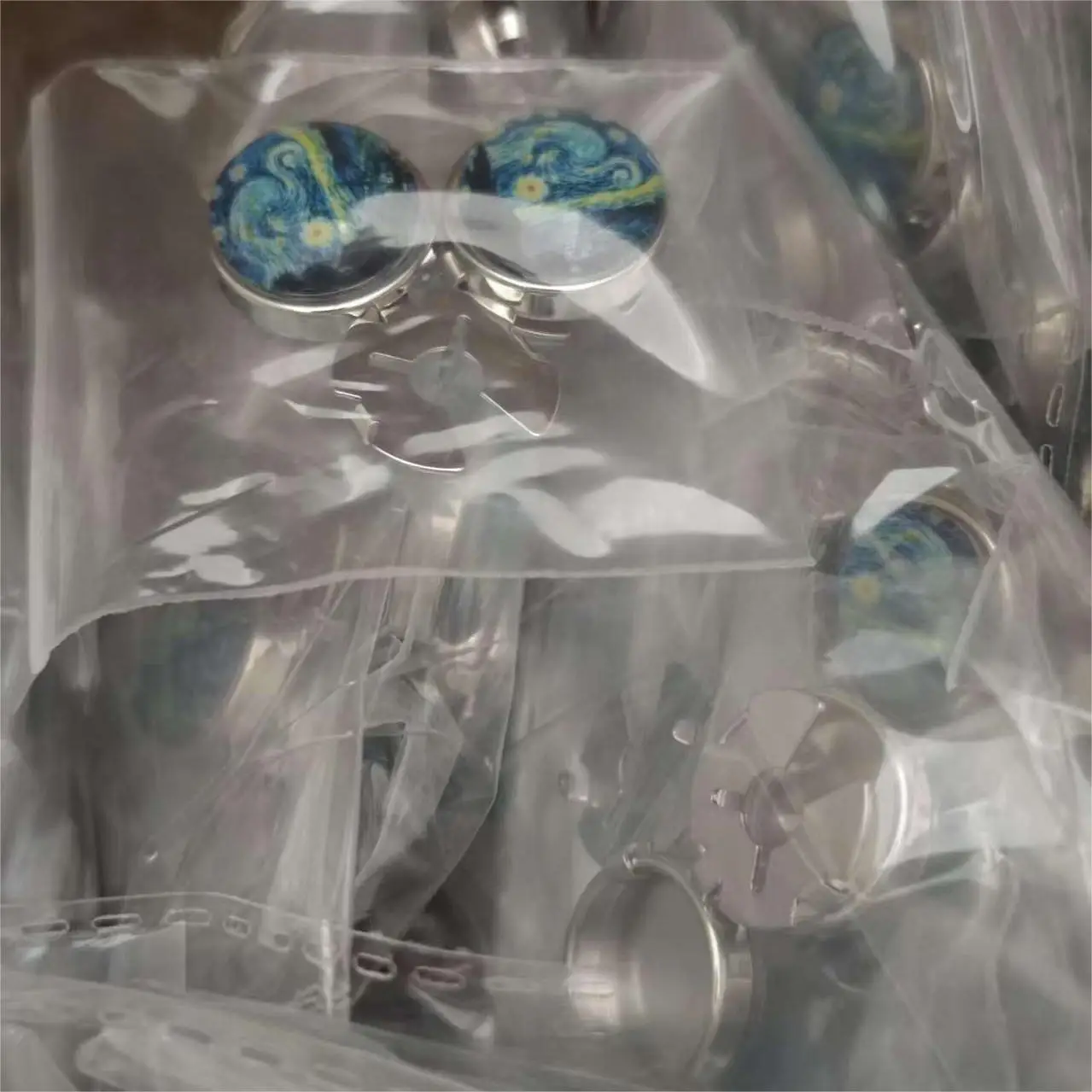 13 أنماط مضحك كابوشون الزجاج صورة فنية غطاء أزرار المشبك شجرة العالم ليلة مرصعة بالنجوم موجة البحر خريطة نمط أزرار أكمام