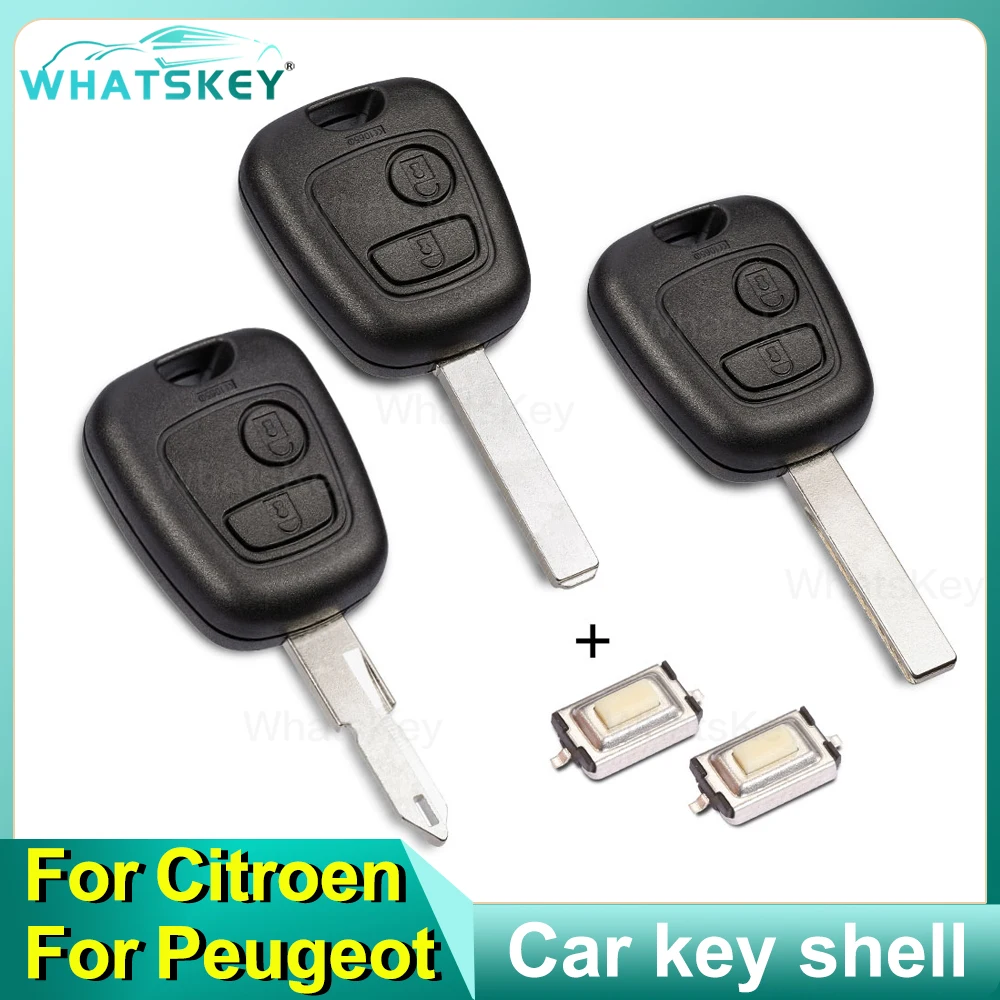 WhatsKey 2 Buttons Remote Car Key Shell Case With 2 Switches For Peugeot 206 107 207 306 307 407 VA2/HU83/NE73 Blade For Citroen