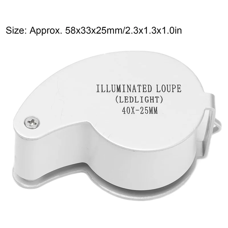 

-A93T 40X Illuminated Jewelers Loupe Magnifier, Portable Foldable Pocket Jewelry Magnifying Glasses For Checking Diamond, Gems
