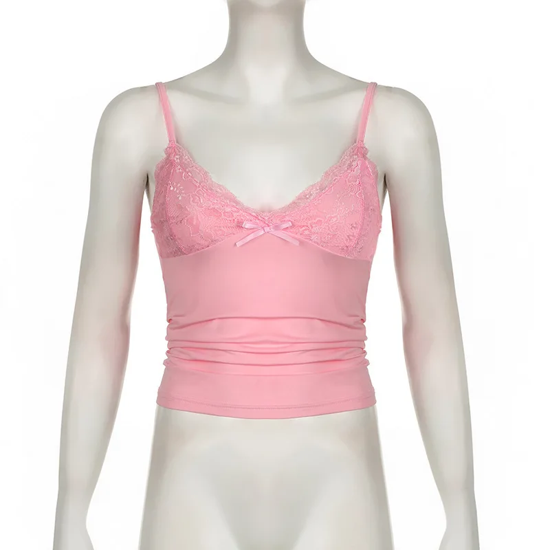 2026 Neues Sommer Y2K American Retro Spitzen-V-Ausschnitt-Trägertop – figurbetont und schlankmachend, kurzer Stil, „Spicy Girl“-Top, französisch schlicht und sexy – Detail 21