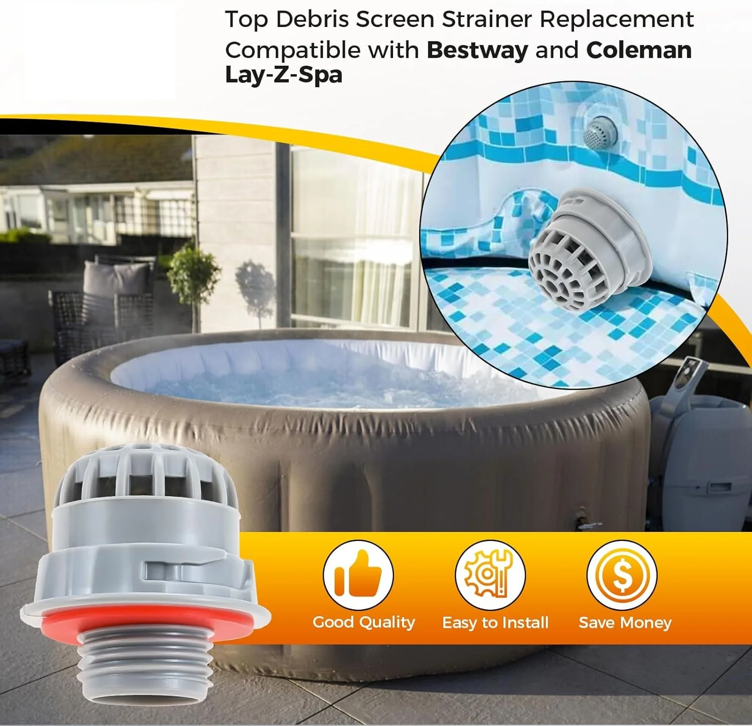 P00260 Hot Tub Screen Chemical Chlorine Dispenser for Pool Hot Tub Spa Top Debris Screen Strainer (Pack of 2) view 6