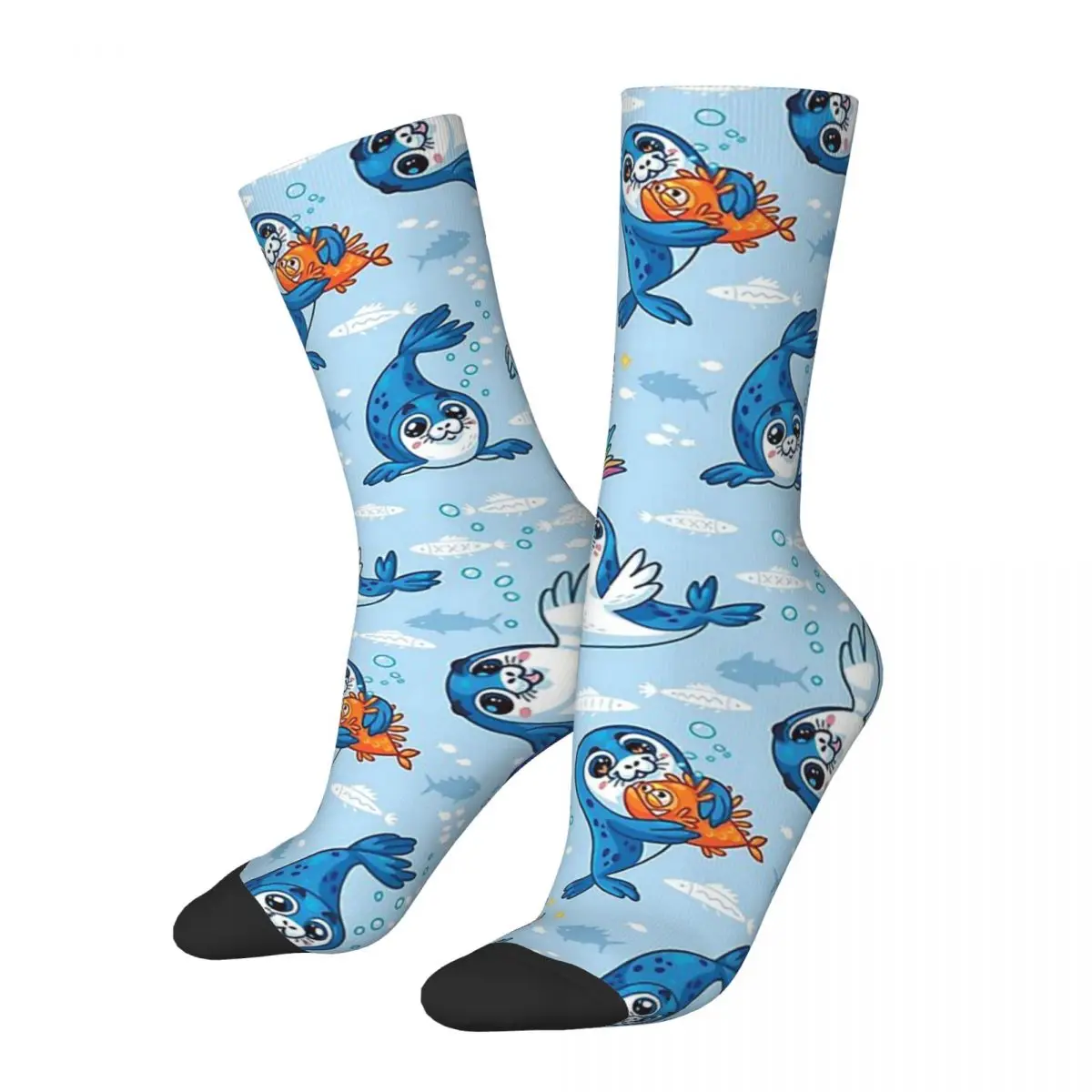 Hip Hop Vintage Baby Seal Crazy Men's Socks Unisex Ocean Pattern Harajuku Pattern Printed Funny Crew Sock Boys Gift