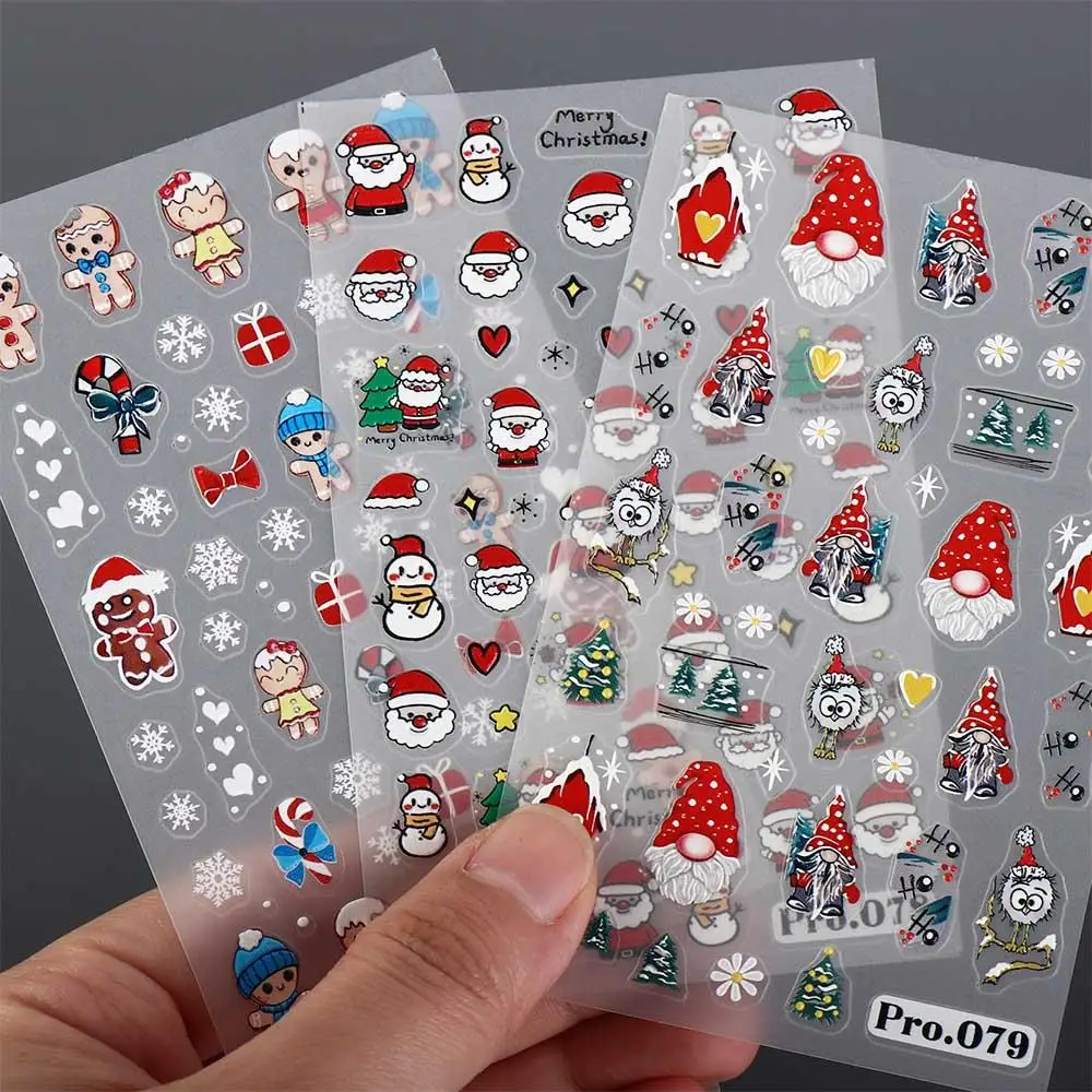 Nail Accessories Christmas Nail Stickers DIY Nail Charms Nail Art Decoration Christmas Nail Decals Snowman Snowflakes Pattern