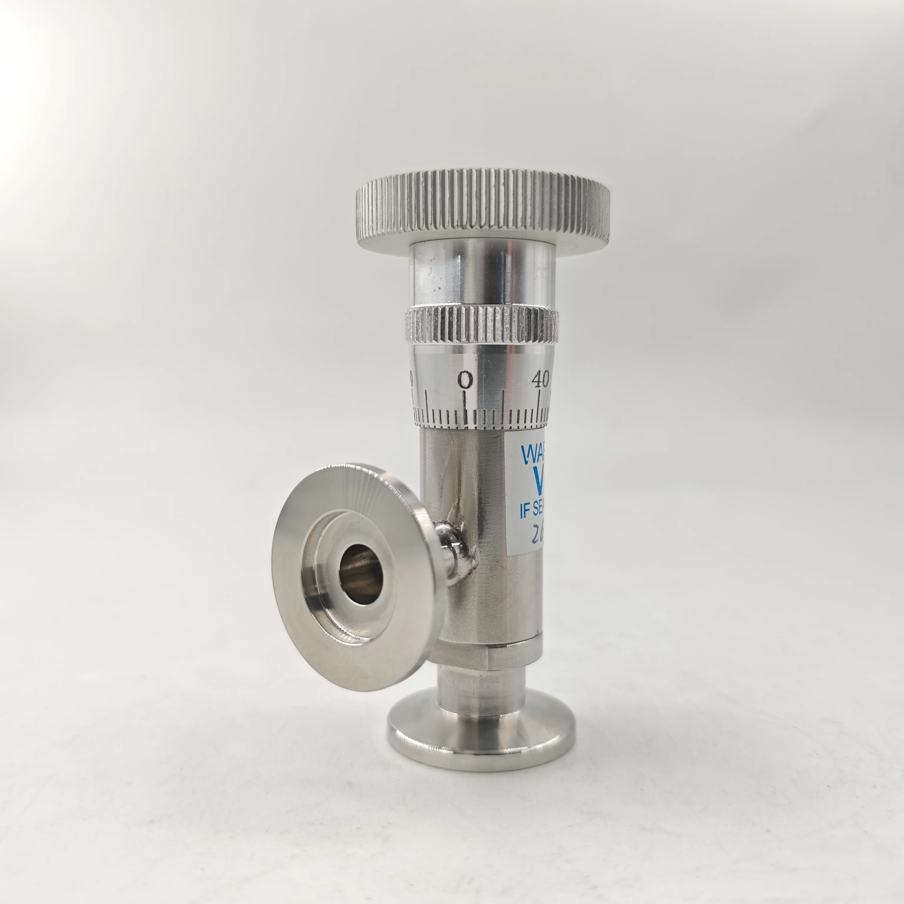 GW-J30/200-T High Vacuum Fine-Tuning Valve KF16 KF25 Stainless Steel Needle Valve for Vent Flow Adjustment, High Precision