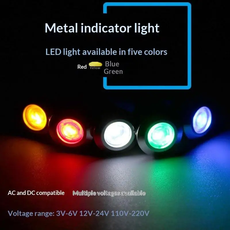 6mm 8mm 10mm 12mm LED Metal Indicator Light Signal Lamp Wire 12V 24V Automotive Industrial Electrical Projects No Burn