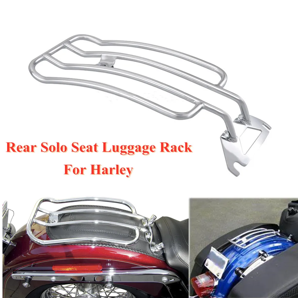 Rack de bagagem solo para motocicleta, cromado, suporte de prateleira para harley touring electra glide, rei da estrada, flhr, flhr, flck