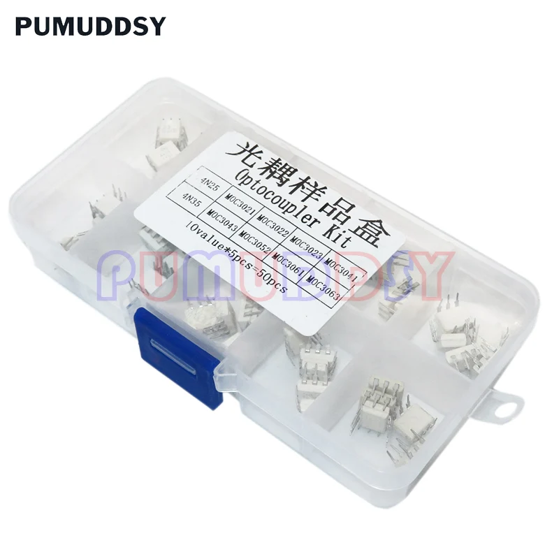 Dip-Optokoppler-Kit Pumuddsy 10-Wert * 5 Stück = 50 Stück 4 n25 4 n35 moc3021 moc3022 moc3023 moc3041 moc3043 moc3052 moc3061 moc3063 dip