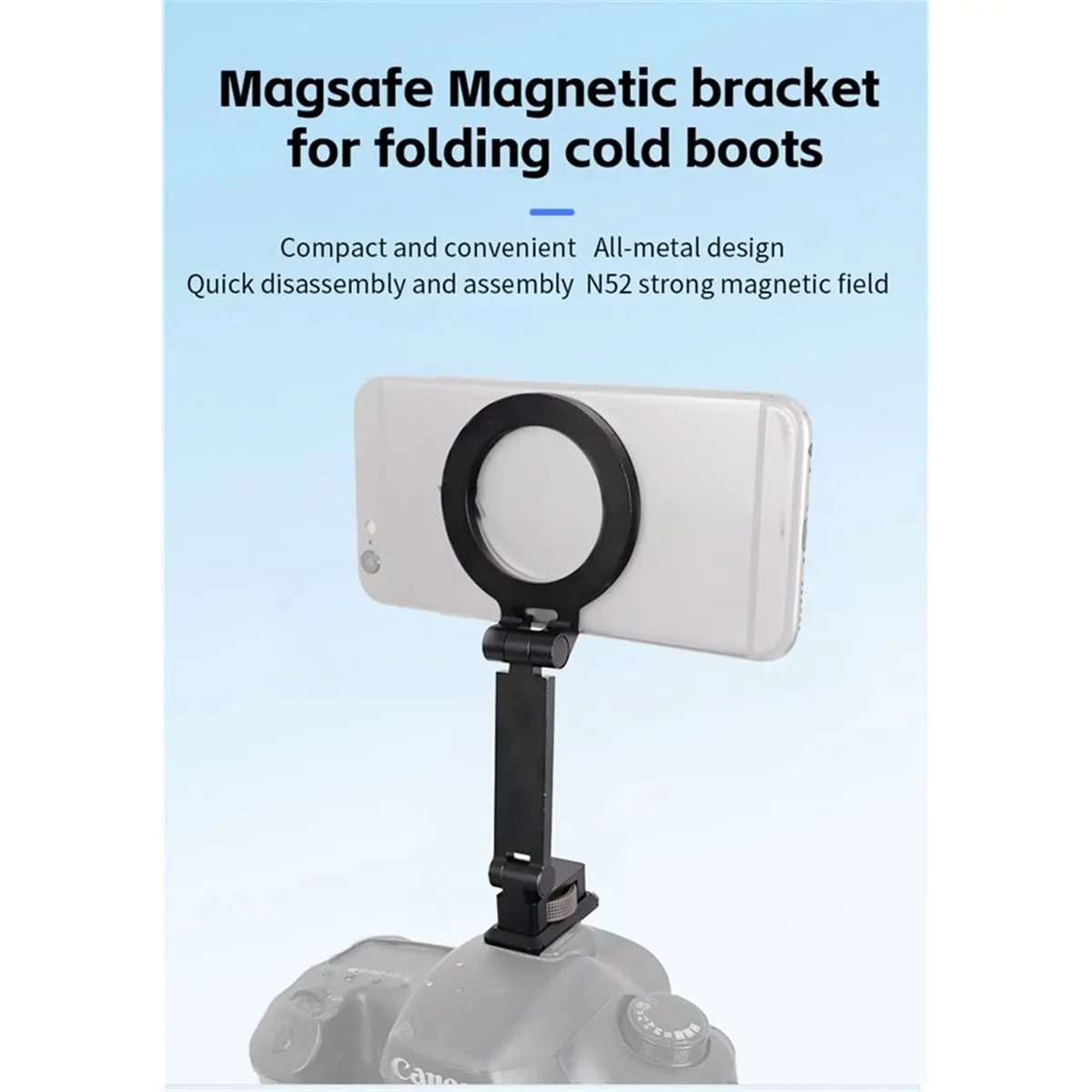 Punctual- Camera Hot Shoe Magnetic Phone Holder with Arca Coldshoe Phone Mount for MagSafe IPhone 16 15 Samsung Monitor Bracket