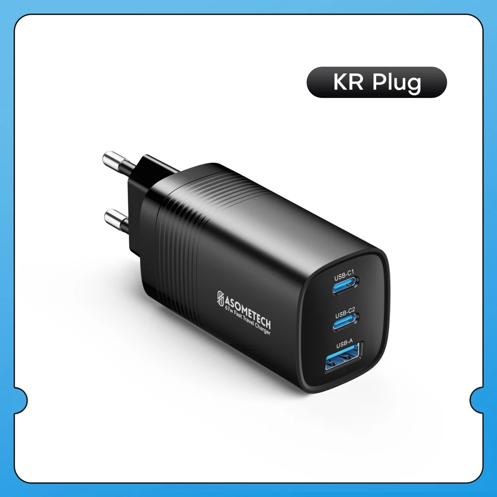 ASOMETECH 67 W GaN Ladegerät PD USB Typ C Schnellladung Quick Charge 3.0 PD3.0 Telefonladegerät für iPhone 14 13 12 Pro Max Samsung S23 Tablet 3