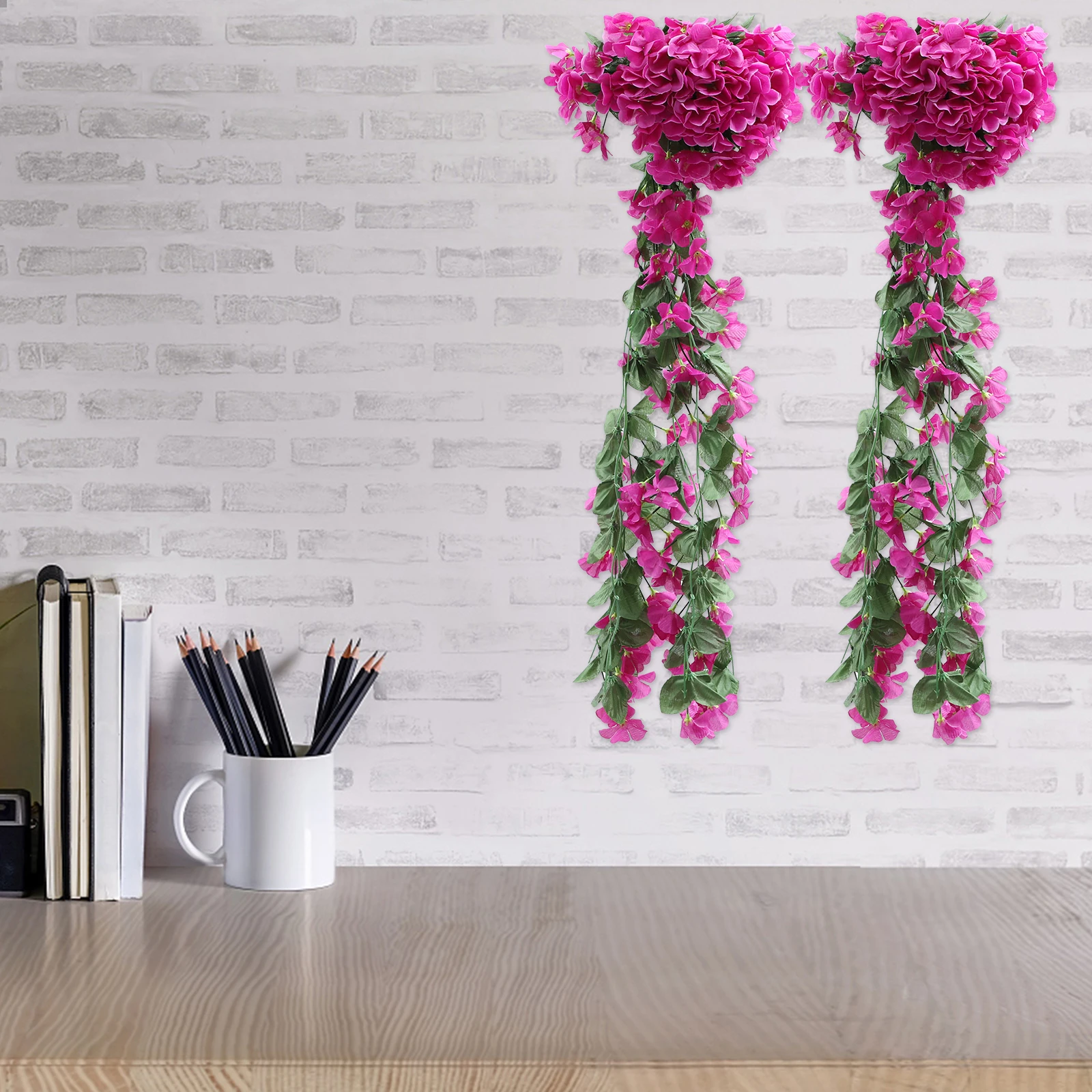 

2 Pcs Simulated Violet Wall-mounted Decoration Artificial Hanging Flowers Decorations Fake Purple Faux Violets Plants