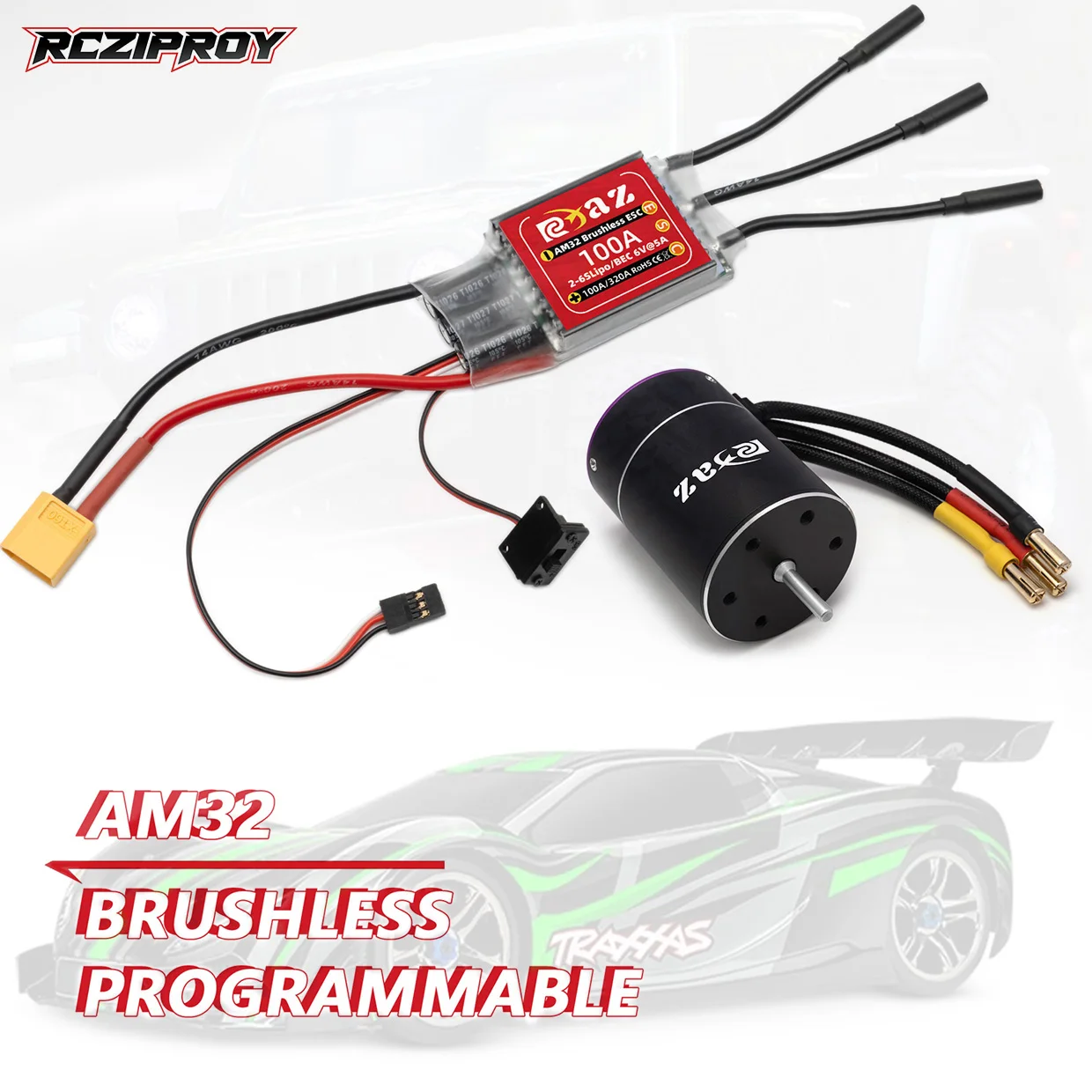 

RC Upgrade 3650 Бесщеточный двигатель AM32 100A Комплект управления скоростью ESC, подходит для 1/10 RC Cars Axial scx10 D90 HPI Traxxas Tamiya