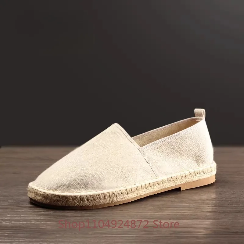 Spring Summer Loafers Men's Shoes Breathable Sweat-Absorbant Anti-odor Casual Canvas Slip on Single Shoes Male Flats