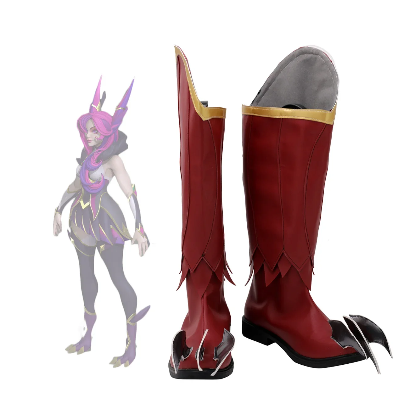 LOL The Rebel Xayah Cosplay Boots Red Leather Shoes Custom Made Any Size