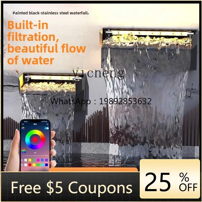 ABB  black water curtain wall flow sink, fish pond 304 stainless steel waterfall water outlet duck with lamp nozzle water outlet