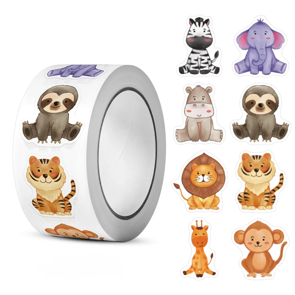 

100-500Pcs 2024 New 2.5cm Fairy Tale Cute Animal Label Stickers Roll for Envelope Children Reward Student Stationery