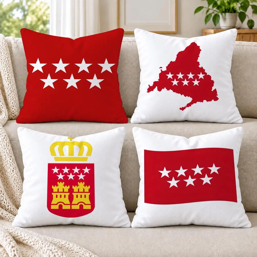 Community of Madrid Spain Cushion Cover Short Plush Double-Sided Printing Sofa Bedroom Pillow Case Aesthetic Home Decor