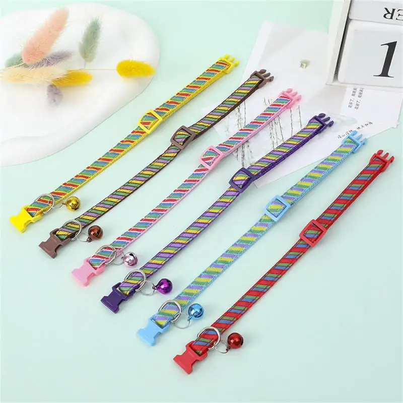 3-1PCS Cat Collar Adjustable Dog Collar With Bell Twill Printed Anti-bite Leather Pet Collars Fashion Cat Pet Accessories