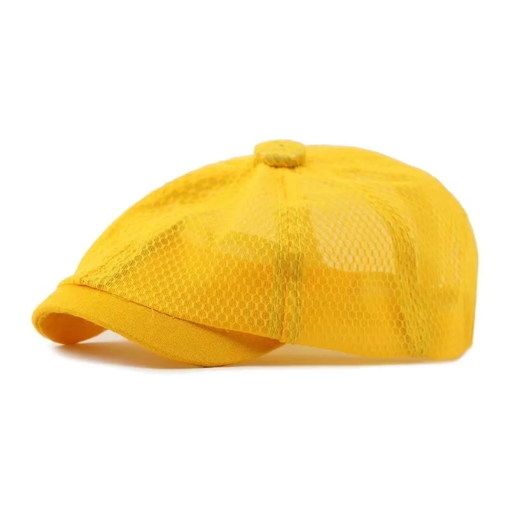 

Versatile Retro Newsboy Caps Adjustable Solid Color Flat Peaked Cap Mesh Breathable Painter Beret Hats Unisex