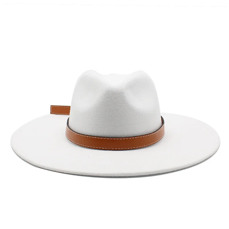 AliExpress mode européenne et américaine hommes et femmes automne et hiver nouveau Beige grande taille laine chapeau Jazz chapeau