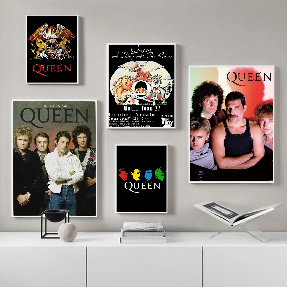 Q-Queen Band Music Self-adhesive Art Poster Whitepaper Prints Posters Artwork Home Decor