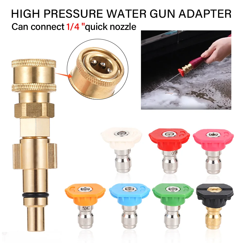 

1/4" Quick Connect Garden High Pressure Washer Spray Nozzle 1/4" Connection Plug to Spray Gun Wand Lance Bayonet Adapter