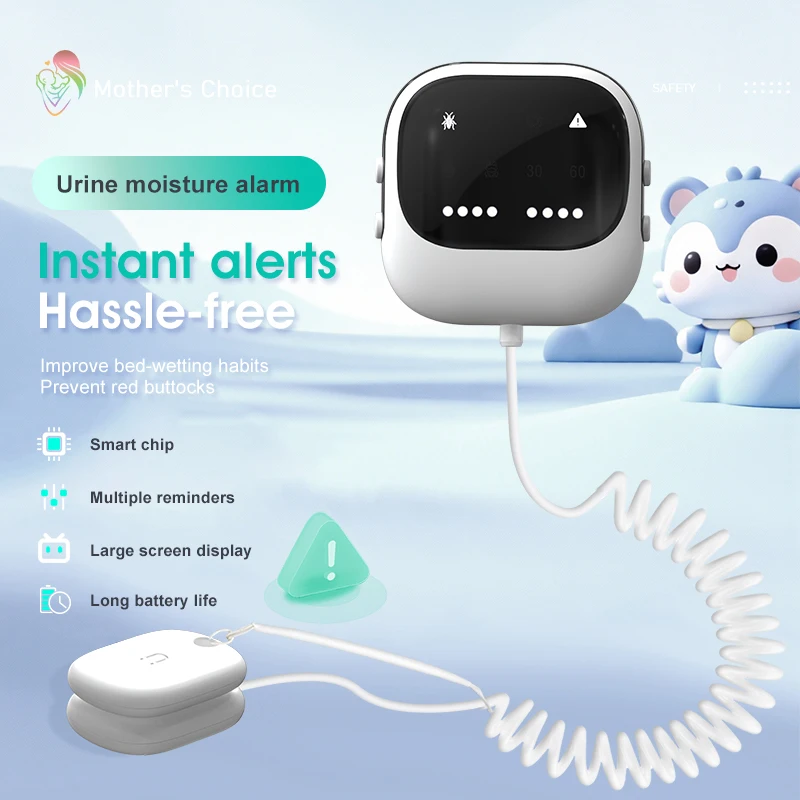 Smart Baby Bedwetting Alarm Ultra Sensitive Urine Moisture Detector with Back Clip Infant Diaper Wet Reminder for Potty Training