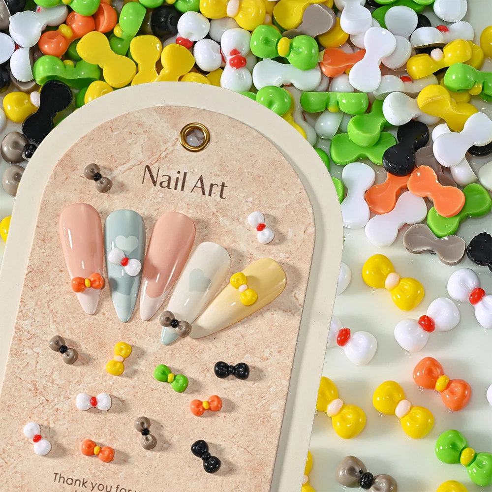 

50g Candy Color Mini Bow Nail Resin Charms Flatback Candy Color Kawaii 3D Bowknot Nail Decorations Colorful Bow Manicure Jewelry