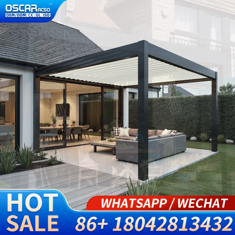 3x3m to 6x4m Standard Size Powder Coated Aluminium  Outdoor Garden Patio Structure Pergola