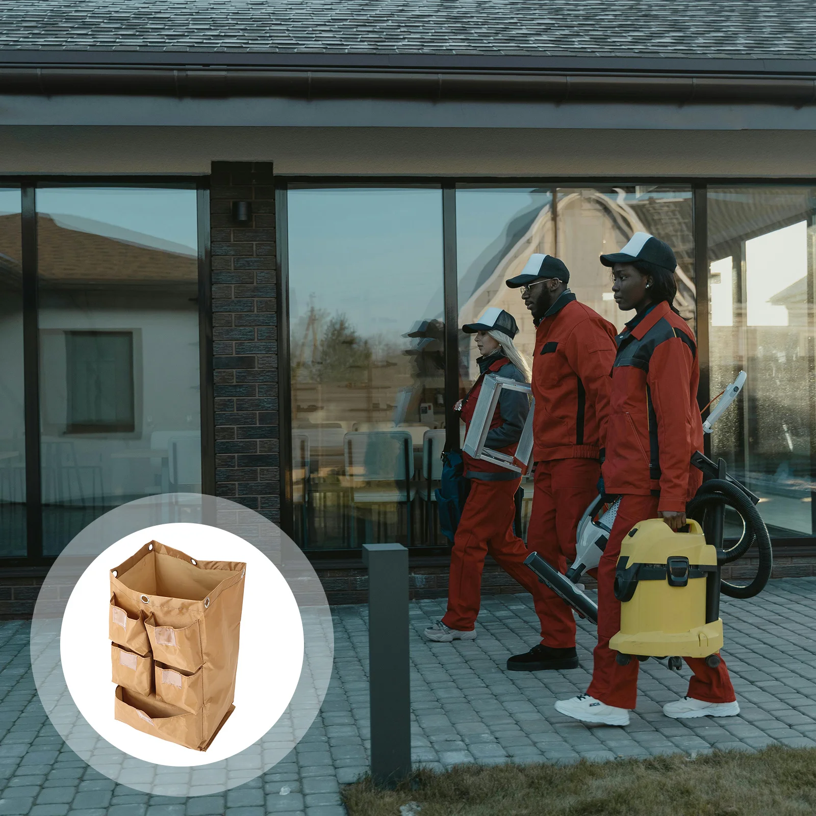 

Oxford Cloth Waterproof Housekeeping Cart Organizer Large Capacity Cleaning Cart Bag for Janitorial Carts on Wheels