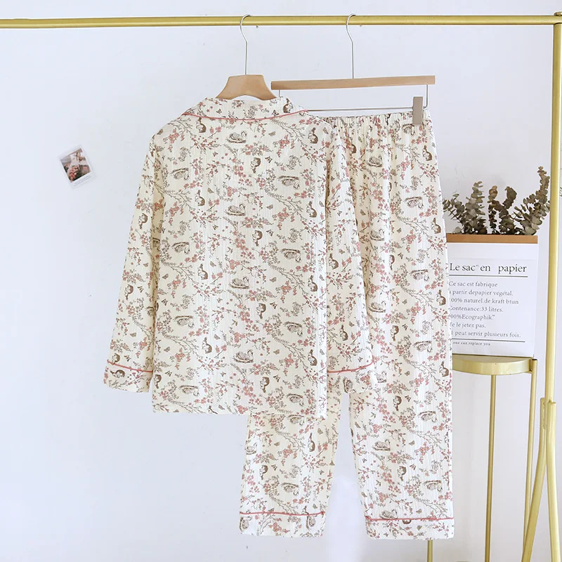 Pijama de algodón con estampado Floral para mujer, ropa de dormir para el hogar, regalo