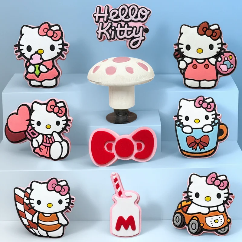 10pcs Hello Kitty PVC Shoe Buckles  Suitable for Hole Shoes, Shoes And Boots Decoration DIY Shoe Buckle Accessories Xmas Gifts
