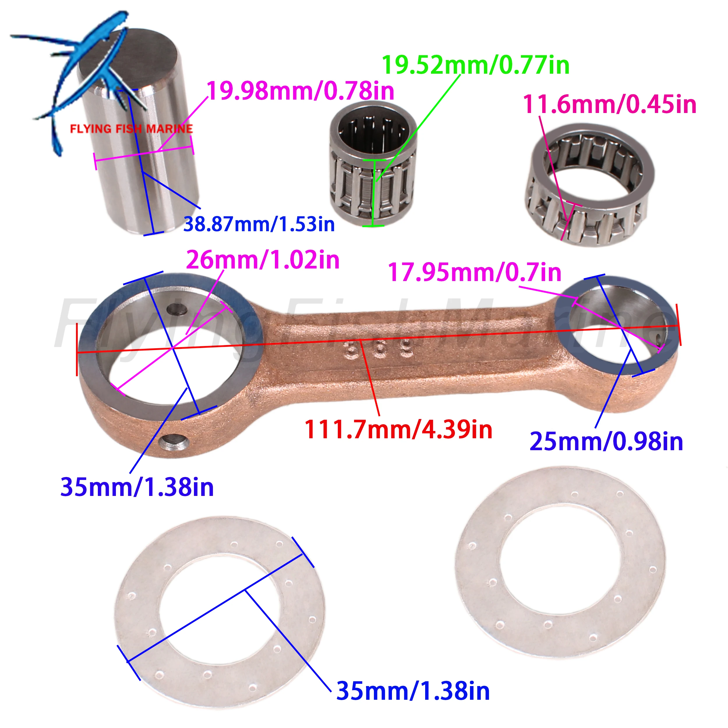 Подвесной мотор 369-00040-0 369000400 м, комплект Шатунов для Tohatsu Nissan 4HP 5HP M4C M5BS NS4C NS5B/ 629-813047 для Mercury