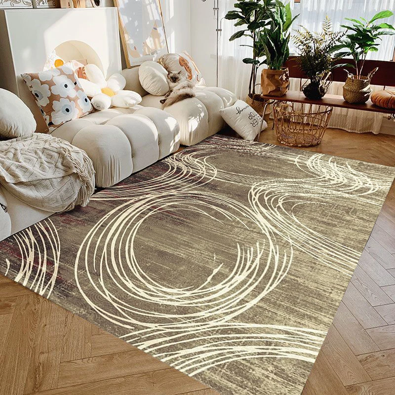 Abstract Circle Line Area Rug Vintage Artistic Carpet Modern Living Room Bedroom Decorative Rug
