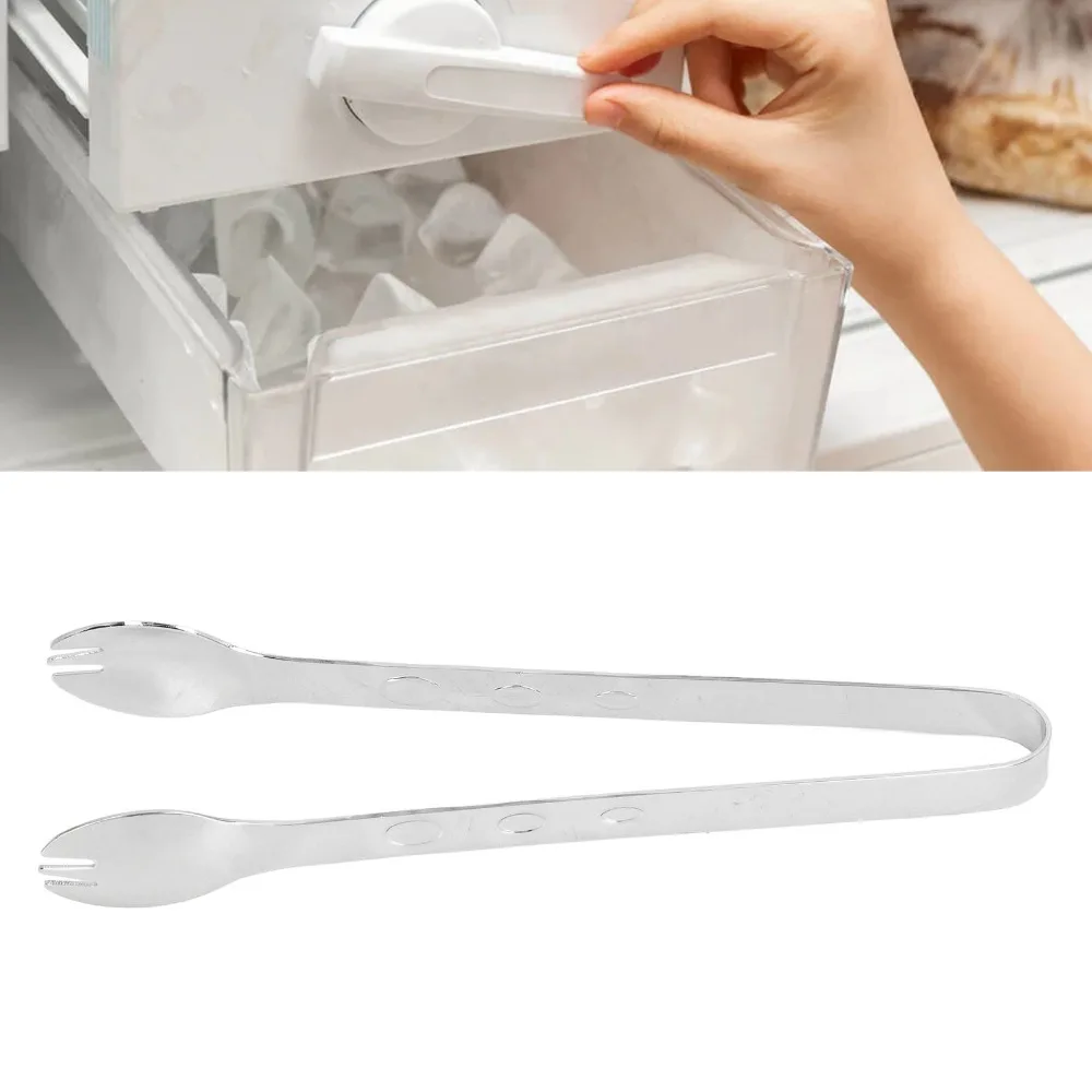 Durable Stainless Steel Ice Tongs Silver Gold Anti-Slip Grip Food Tongs Practical Rustproof Ice Cube Tongs Household