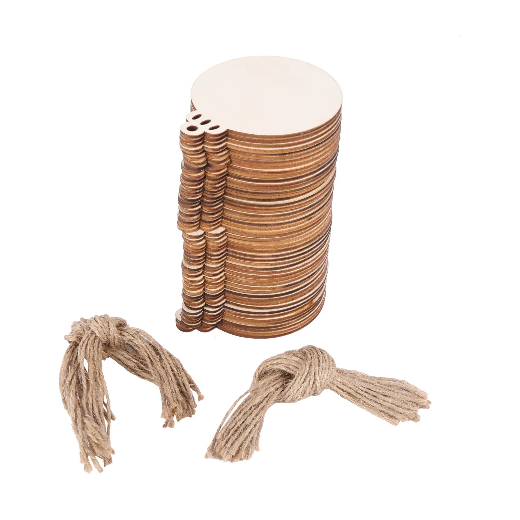 50 pezzi fai da te artigianale in legno pallina rotonda con 50 pezzi di due per dipingere ornamenti appesi natalizi non finiti disco in legno bianco naturale