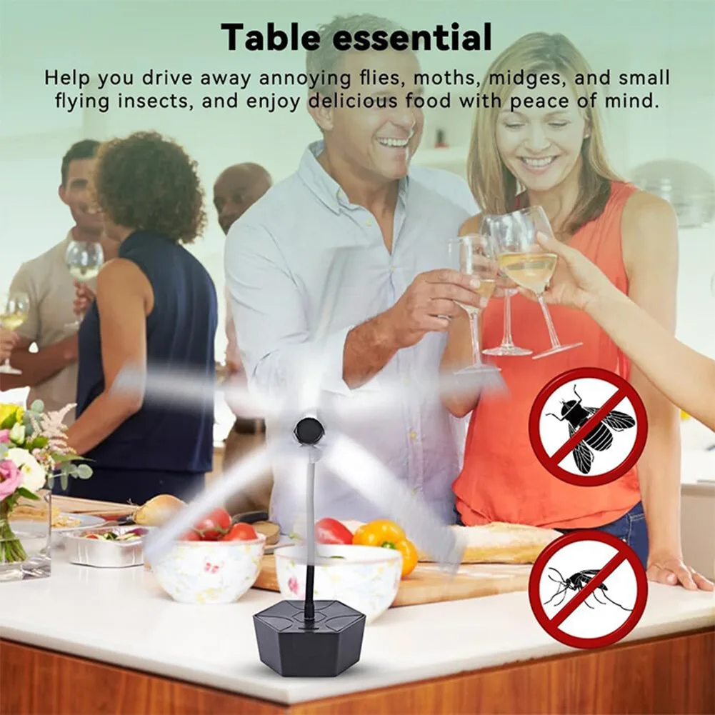 Fly Fan for Tables USB Rechargeable Mosquito Insect  Fan Leaf with Holographic Blades Table Top Fly Fan Keep Flies Away