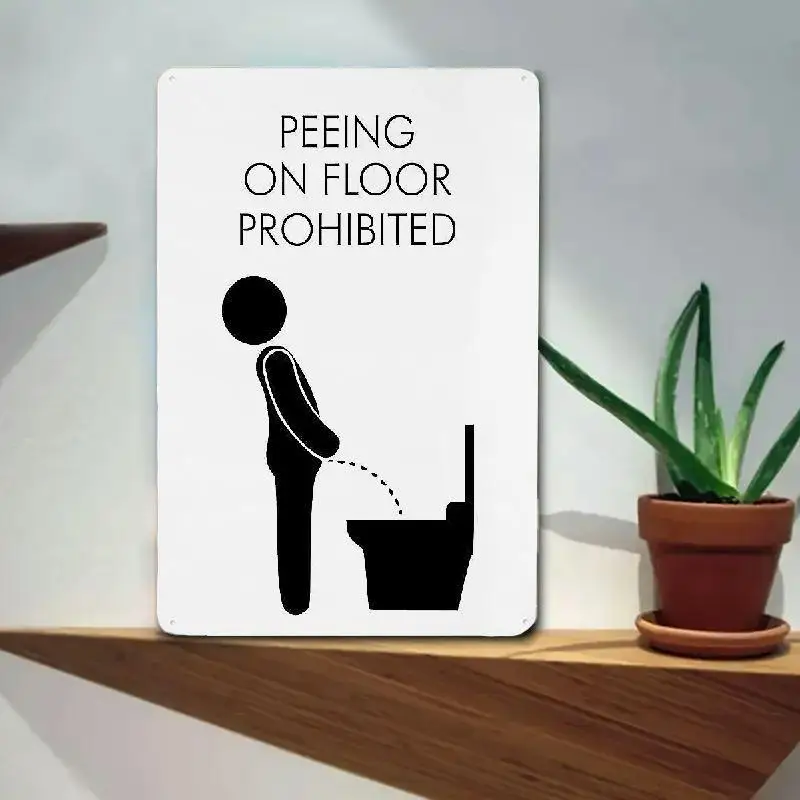 Peeing Bathroom Funny Funny Retro Metal Sheet Signs 8x12inch, Wall Decoration Wall Decor For Home Bedroom Bar Country G