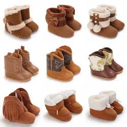 Winter thick baby snow boots fashionable brown cotton boots comfortable and non slip casual walking shoes