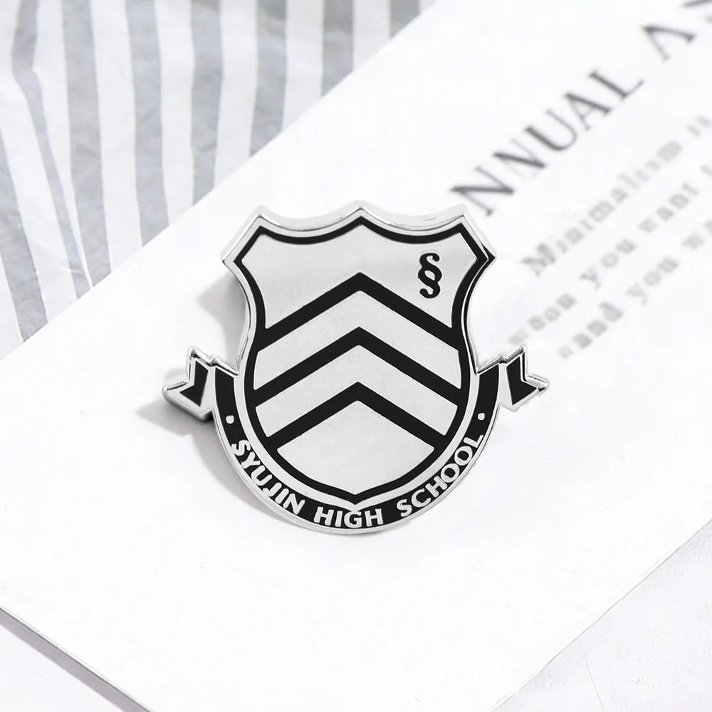 Persona 5 shujin emblema do ensino médio broche esmaltado anime jogos colecionáveis crachá mochila acessórios de roupas presente gamer