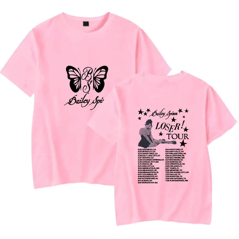 تي شيرت Bailey Spinn Loser Tour 2025 برقبة دائرية وأكمام قصيرة تي شيرت جرافيك للرجال/المرأة ملابس الشارع