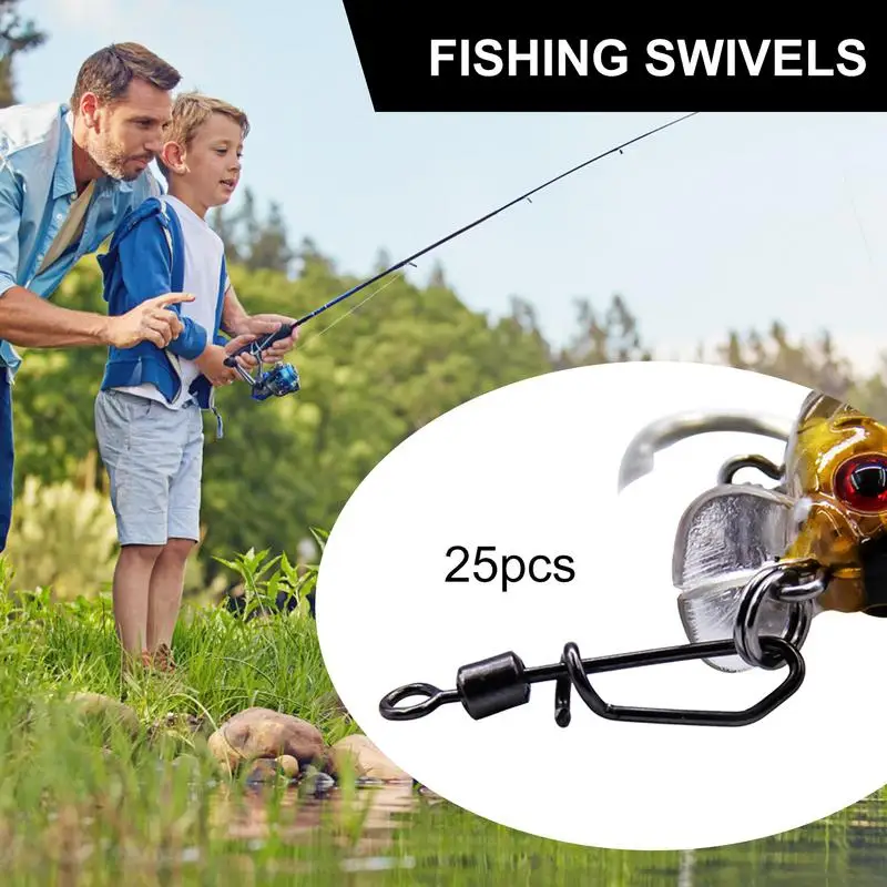 Fishing Snap Swivels Sturdy 25 Pieces Flexible Fishing Clips Snaps Smooth And Fast Quick Clips 360 Degree Rotation For Fishing