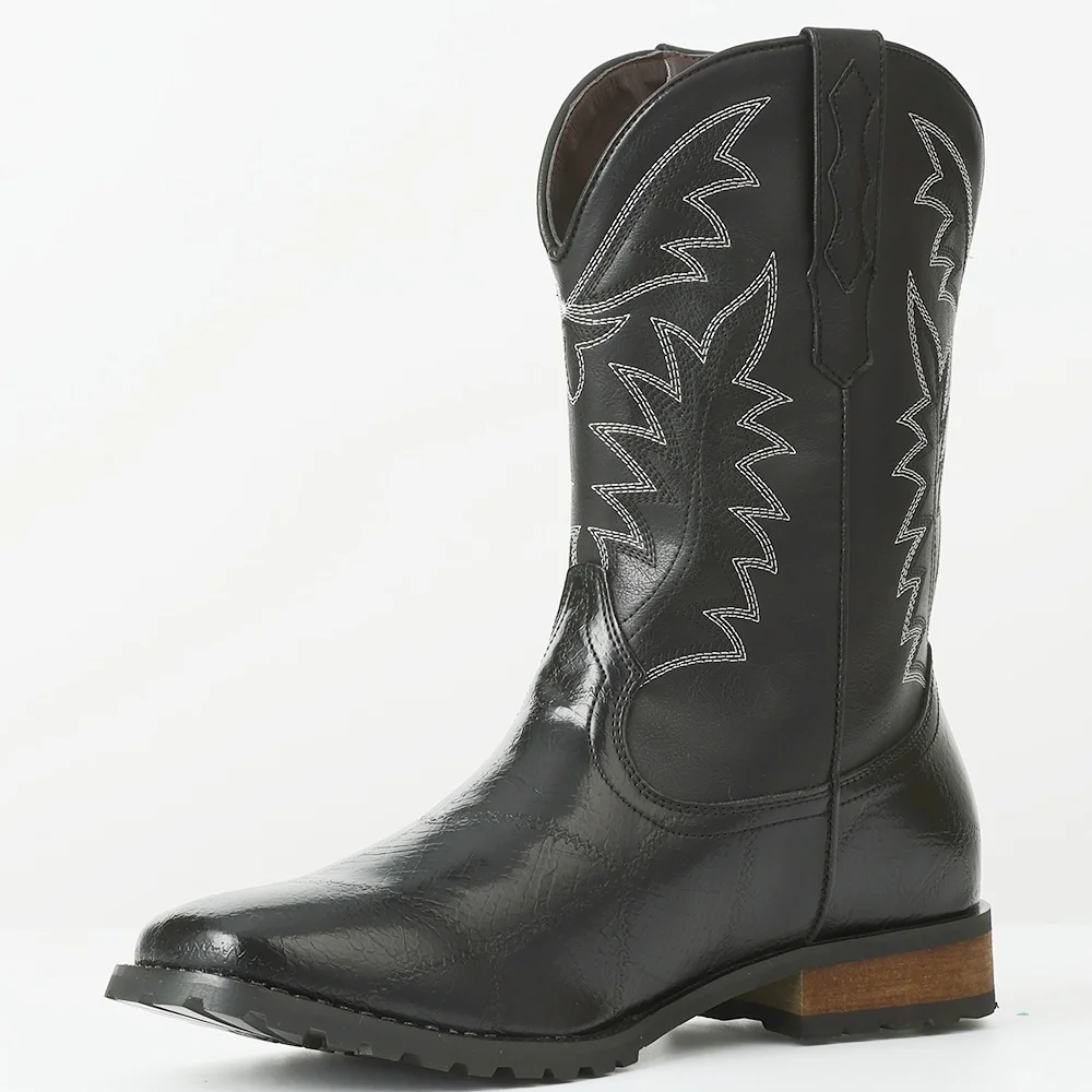 أحذية دوراتاسيا كلاسيكية بمقدمة مستديرة ، كعب مكتنز ، أحذية غربية محايدة ، لون جديد ، أحذية تطريز لهب موجزة ، مقاس كبير ، موضة #3