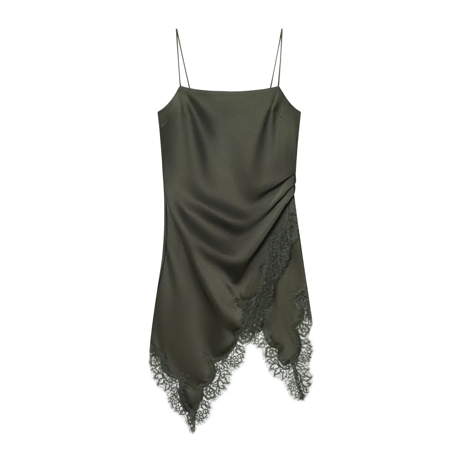 DiYiG WOMAN 2025 winter new fashion lace stitching suspender dress chic backless slim asymmetric mini skirt Vestidos Mujer