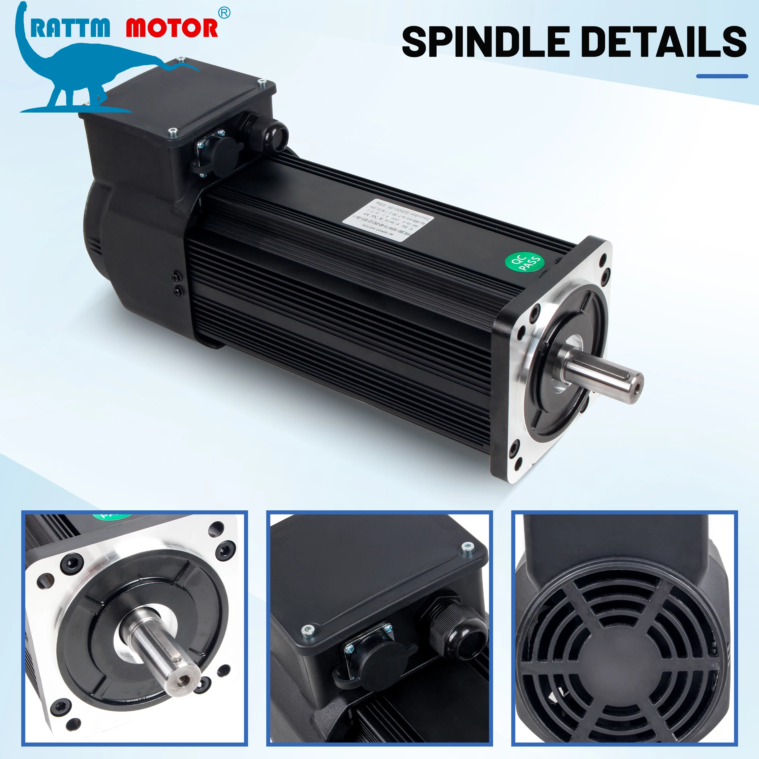 2.2kW High-Torque CNC Lathe Asynchronous Spindle Servo Motor, 6000/8000rpm, AC 380V, with driver and 5m cable
