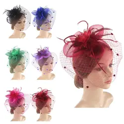 Flower Mesh Retro Hairclip Hat Fashion Bridal Headdress Cocktail Party Fascinators Top Hat Wedding Stewardess Top Hats