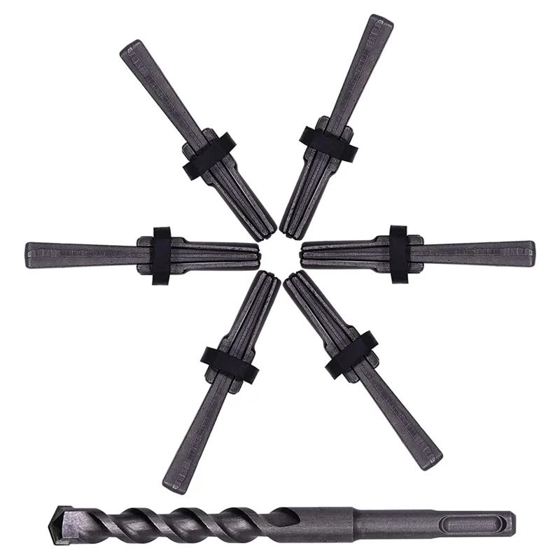 

ABZC-Инструменты для камня и бетона-перфораторное сверло (1 шт.), клинья для раскалывания камня (6 шт.) 14 мм