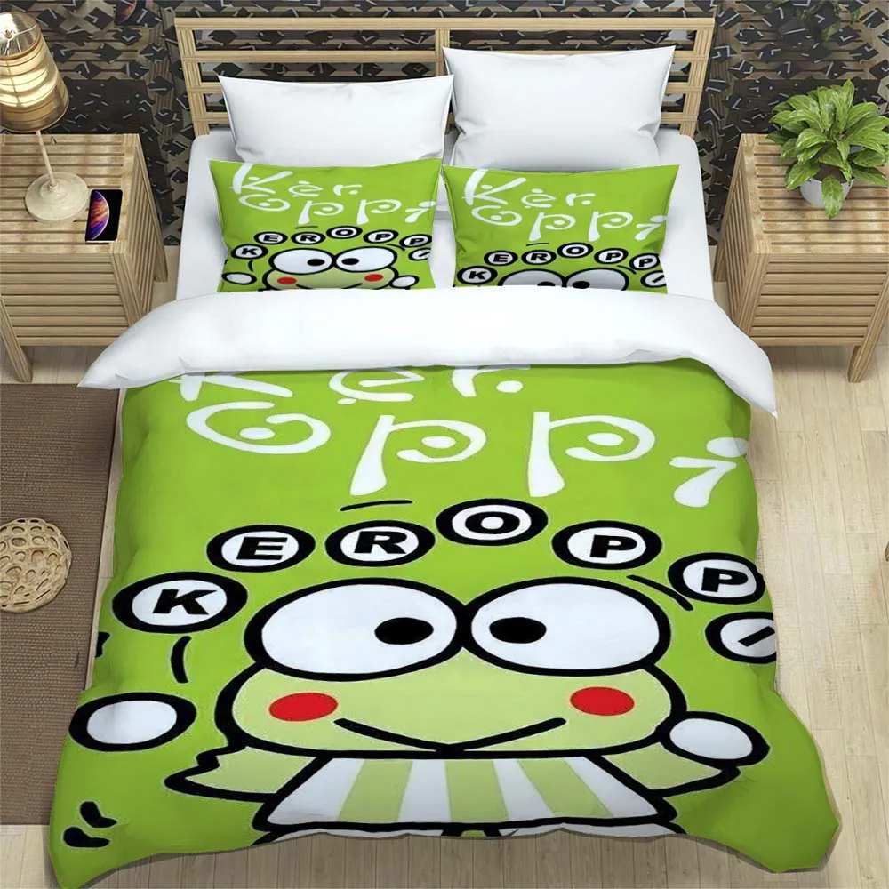 

3DKERO Kero Keroppi Bedding Set Cartoon Cute Big -eyed Frog, Boy and Girl Gift