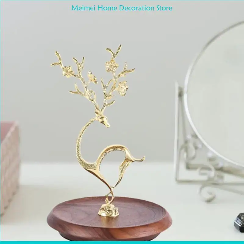 

H7BF Metal Deer Jewelry Holder with Base Bracelets Earrings Necklaces Multilayer Accessories Storage Rack