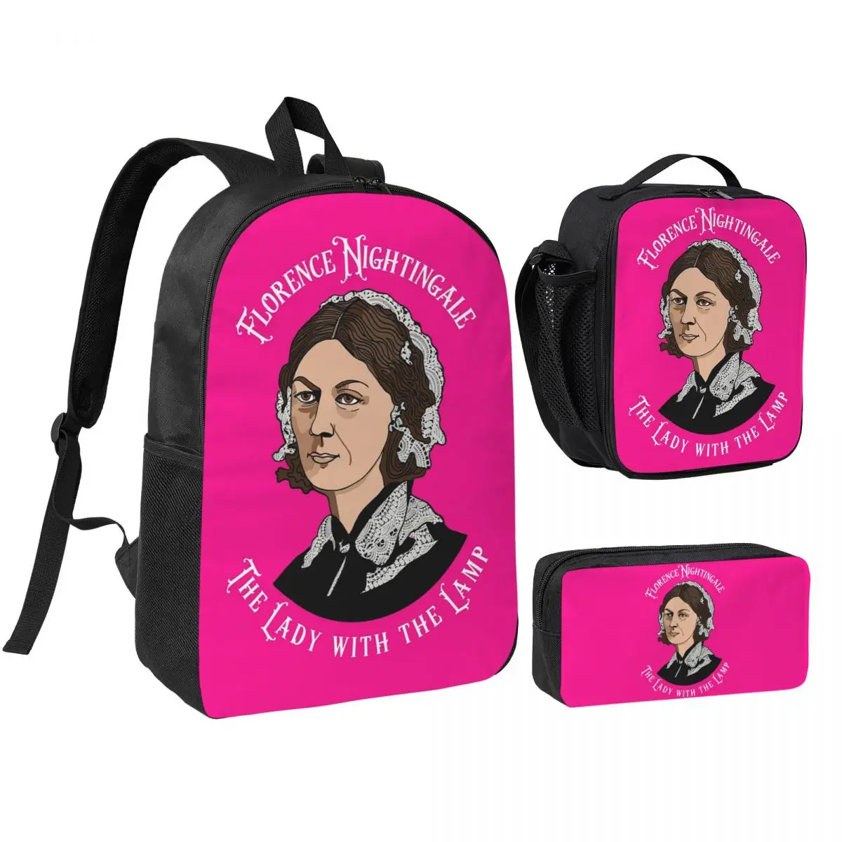 

Florence Nightingale Nursing Pie Chart Pioneer Backpack BookBag School Bag Shoulder Bags 3ps Insulated Lunch Bag Pencil Case