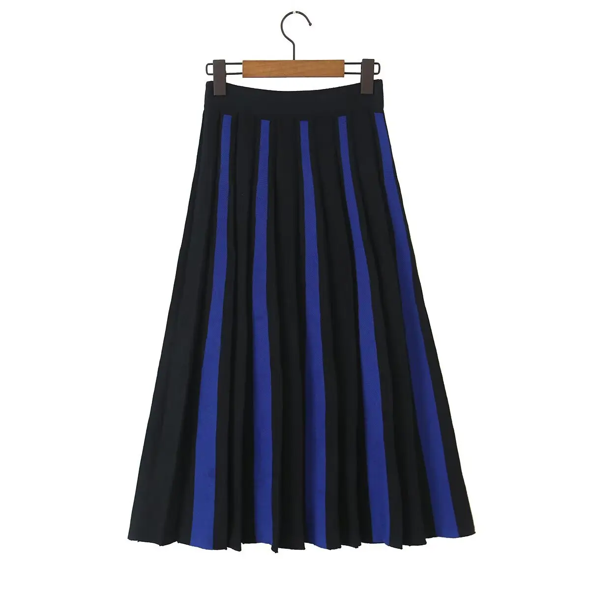 Withered 2026 European And American Spring New Fashion Style Medium To Long Knitted Contrast A-line Half Length Skirt For Women
